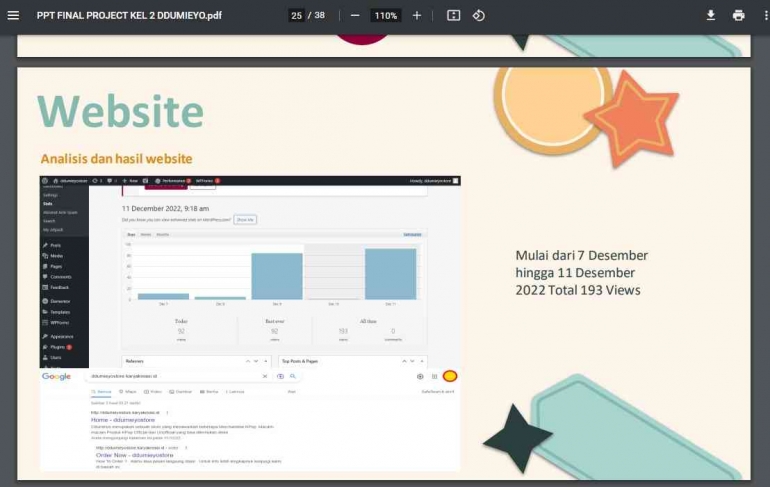 Hasil pembuatan website untuk Final Project Sumber : Dokumen Pribadi
