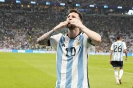 Ilustrasi gambar by m. Bola. Net. Potret Lionel Messi pada laga Piala Dunia 2022