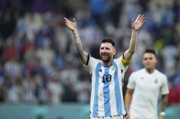 Ilustrasi gambar by m. Bola. Net. Com oleh Aga Deta. Potret Lionel Messi pada Piala Dunia 2022.