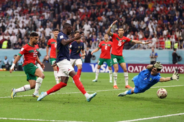 Pertandingan Prancis vs Maroko (Sumber: Twitter @FIFAWorldCup)