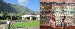 Di halaman gedung Gereja Presbiterian Honolulu dan foto anak-anak  yang didukung oleh Jemaat; kolase foto; dokpri Roni Bani