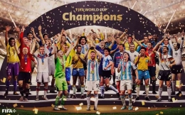 Lionel Messi dan Timnas Argentina saat merayakan menjadi Juara Piala Dunia 2022 | Sumber Foto via Facebook Fifa World Cup 2022