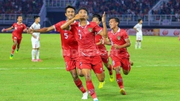 Ilustrasi gambar oleh indosport. Com Akwila Chris Santya Elisandri | Selebrasi Timnas Indonesia setelah berhasil membuat gol pada gawang Vietnam