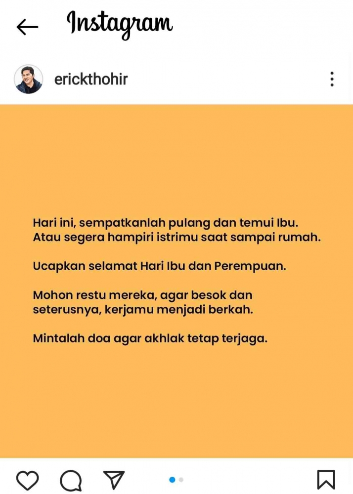 Foto diambil dari postingan feed Instagram Pak Erick Thohir (dokumen pribadi)