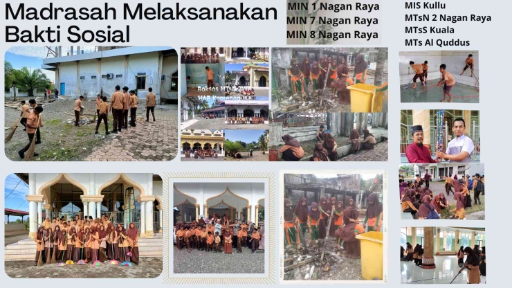 Madrasah di Nagan Raya melaksakan Bakti Sosial Dalam Rangka Memperingati HAB ke 77 (Dokpri)