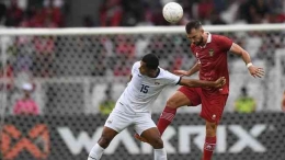 Jordi Amat melakukan debutnya bersama Timnas Garuda melawan Kamboja di Piala AFF 2022 (Foto Antara/Akbar Nugroho Gumay). 