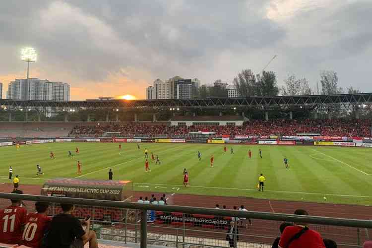 Piala AFF 2022 grup A mempertandingkan Brunei Darussalam dan Indonesia di Stadion Kuala Lumpur (Foto Kompas.com/Ahmad Zilky). 