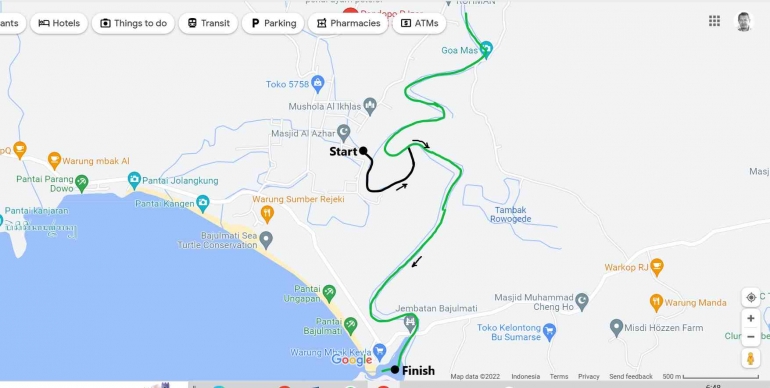 Rute susur sungai Bajulmati, Start dari anak sungai (garus hitam) hingga Finish di muara (pantai Ungapan)/dok pribadi