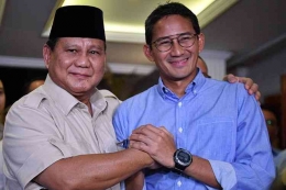 Prabowo dan Sandi, ketika maju untuk Pilpres 2019. (Foto: ANTARA FOTO/SIGID KURNIAWAN via kompas.com).
