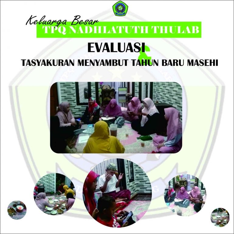 Rapi: Pamflet kegiatan evaluasi akhir tahun Mu'allim TPQ Nahdlatuth Thullab bersama pengasuh. (sumber: pribadi)