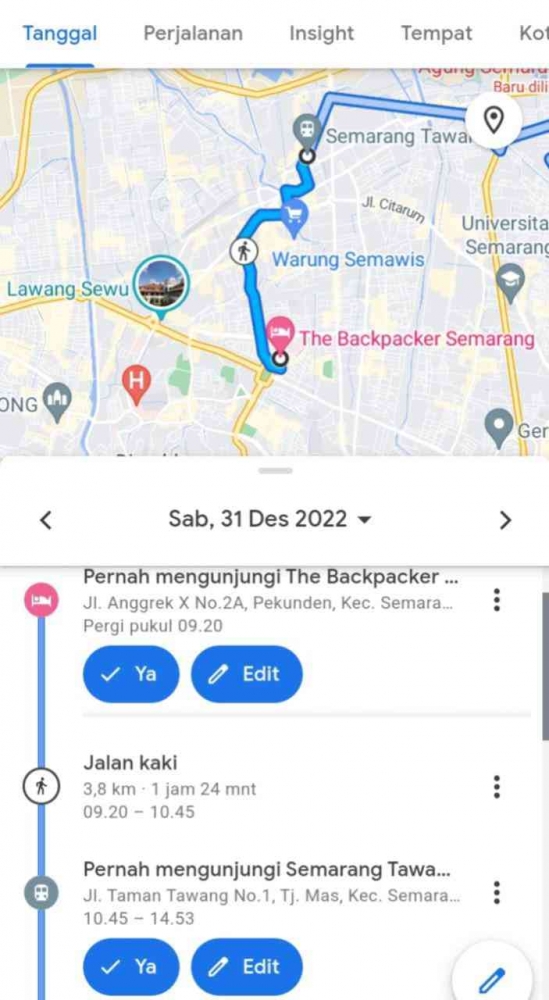 Rute yang saya naiki. - Dokumentasi pribadi