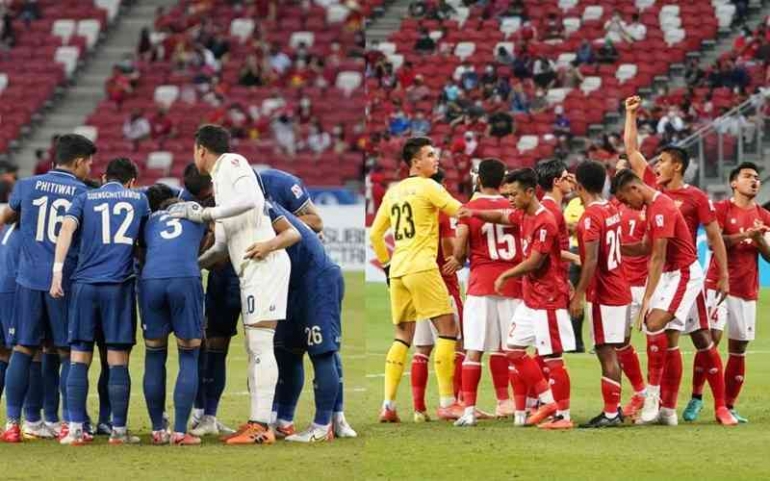 Saatnya Indonesia dan Thailand berburu gol di gawang lawan. (sumber: bola.com)