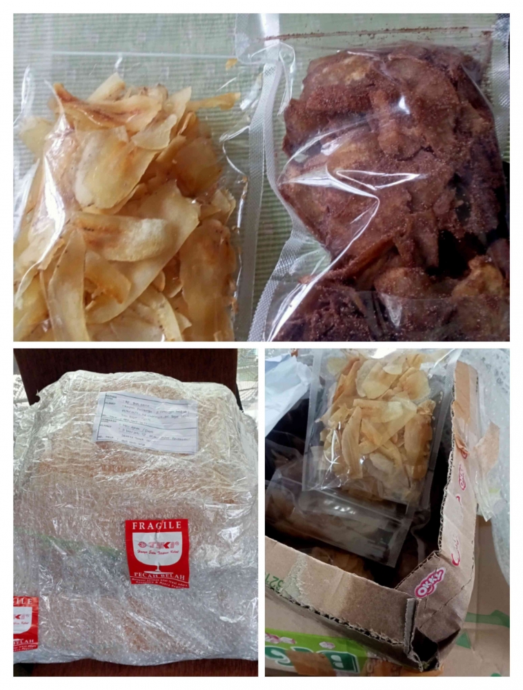 Foto kolase paket/kiriman keripik (dokumen pribadi)