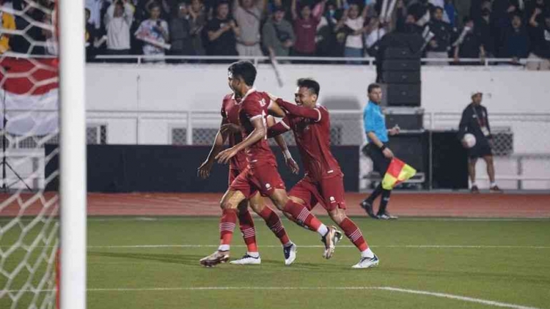PialaAFF 2022 : Marselino Ferdinan mencetak satu gol dalam kemenangan 2-1 atas Filipina (Foto PSSI). 