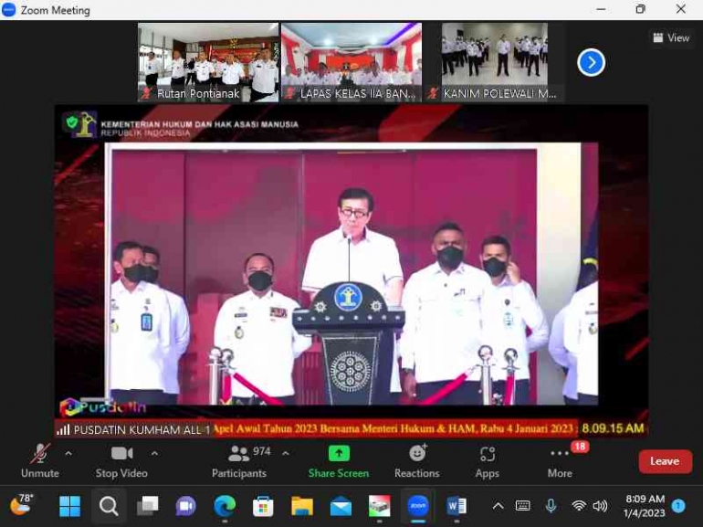 Sambutan Menteri Hukum dan HAM Republik Indonesia. Dok. Rutan