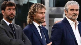 Andrea Agnelli, Pavel Nedved dan Maurizio Arrivabene, trio eks petinggi Juventus yang mundur bulan November 2022 (Goal.com)