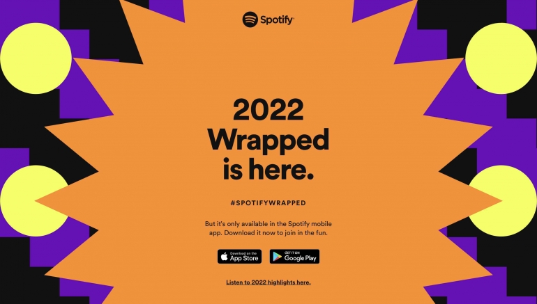Tampilan halaman 2022 Wrapped pada situs resmi Spotify. (Foto: Spotify.com)