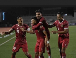 Skuad Garuda merayakan gol ke gawang Filipina(sumber poto Antara/Akbar Agung)