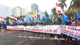Demo Buruh Penolakan Perppu UU Cipta Kerja. Foto Credit, Tempo.co