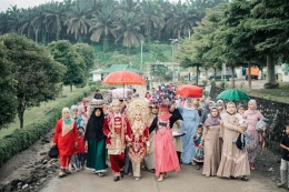 Ilustrasi arak-arakan pengantin Minang|dok. diambil dari fabday.id