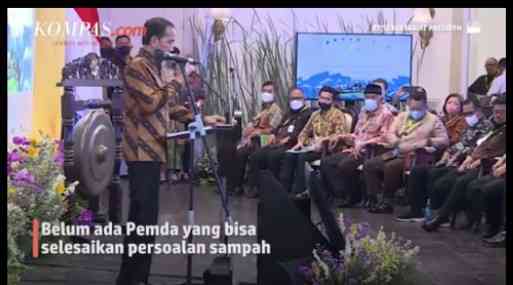 Presiden Jokowi saat menyampaikan pidato mengenai masalah sampah di seluruh Indonesia. (Foto: YouTube Kompas.com)