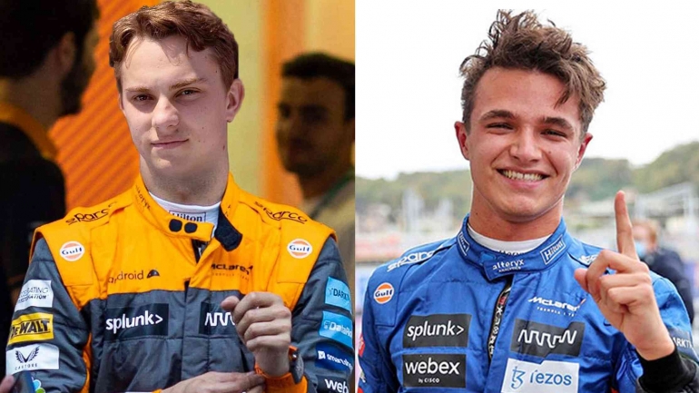 Mclaren F1 Driver Oscar Piastri (kiri) dan Lando Norris (kanan) @kymilman