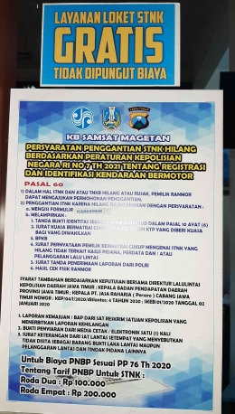 Pamflet Prosedur Pengurusan STNK di Samsat Magetan (Dokumen Pribadi)