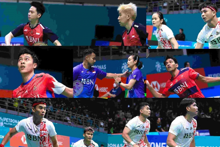 Indonesia hari ini. Lima Wakil menang, 2 Wakil tersingkir. (Foto Diolah dari Facebook.com/Badminton Indonesia) 