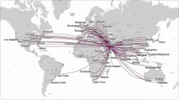 Rute penerbangan Qatar ke seluruh dunia. Sumber: www.maps-qatar.com