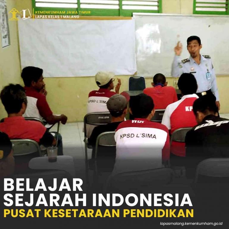 Warga Binaan Belajar Sejarah Indonesia di PKL Lapas Kelas I Malang | dok.humas