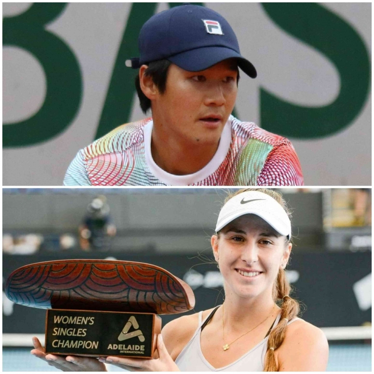 Kwon Soon-woo (sumber en.m.wikipedia.org) dan  Belinda Bencic  (Sumber: gulf-time.com) juara tunggal putra dan putri Adelaide Internasional