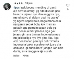 Komentar Akun Instagram Official PSSI (Dokumentasi pribadi)