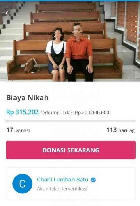 Peminta sumbangan biaya pernikahan. Wondering, kenapa ada saja yang menyumbang, ya? Sumber: OkeZone