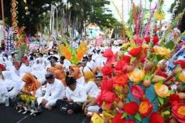 Kembang Endog pada Festival Endog-endogan untuk memperingati Maulid Nabi Muhammad SAW di Banyuwangi, Jatim, Selasa (20/11/2018)(ARSIP HUMAS PEMKAB BANYUWANGI/KOMPAS.COM) 