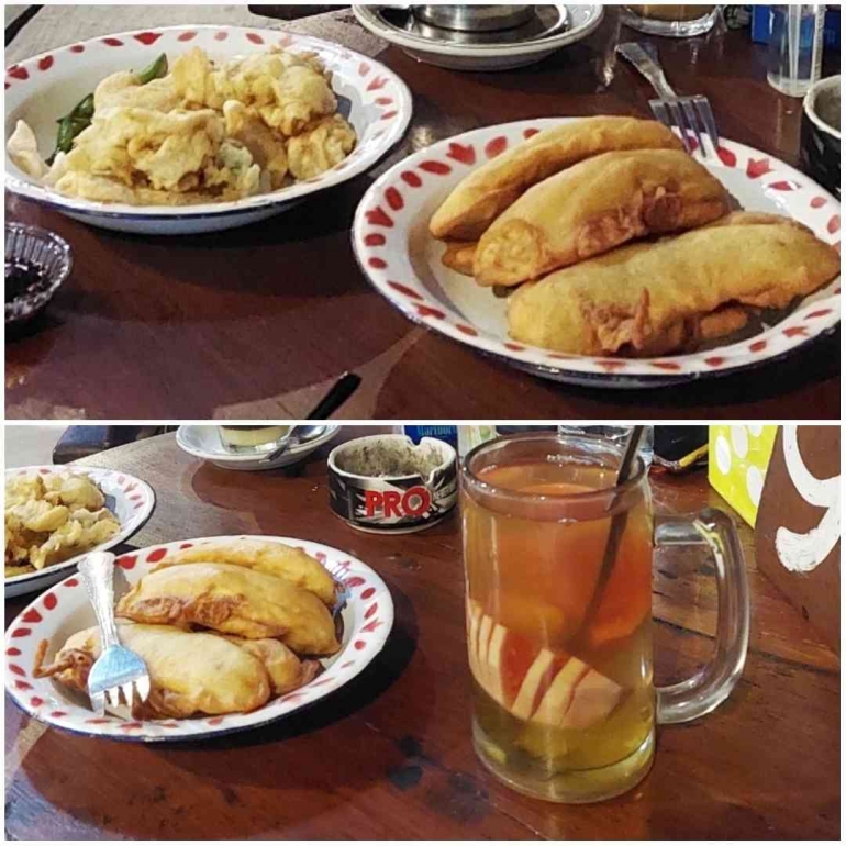 Pisang goreng, mendoan, dan wedang jambu/Foto: Hermard