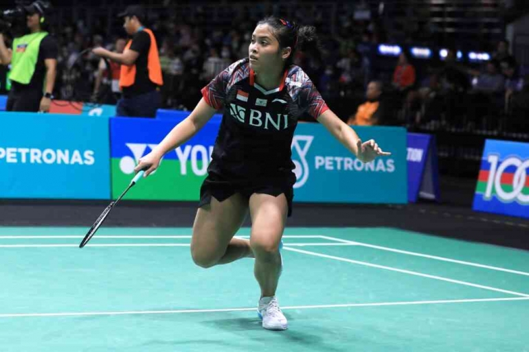 Gregoria Mariska satu-satunya tunggal putri Indonesia yang bermain di India Open 2023 (Foto PBSI).