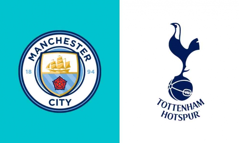 City vs Tottenham (City logo via vector96.com/Spurs logo via stickpng.com)