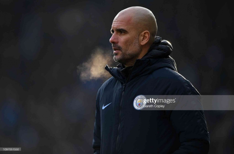 City's Manager Pep Guardiola (Photo by Gareth Copley via Getty Images)