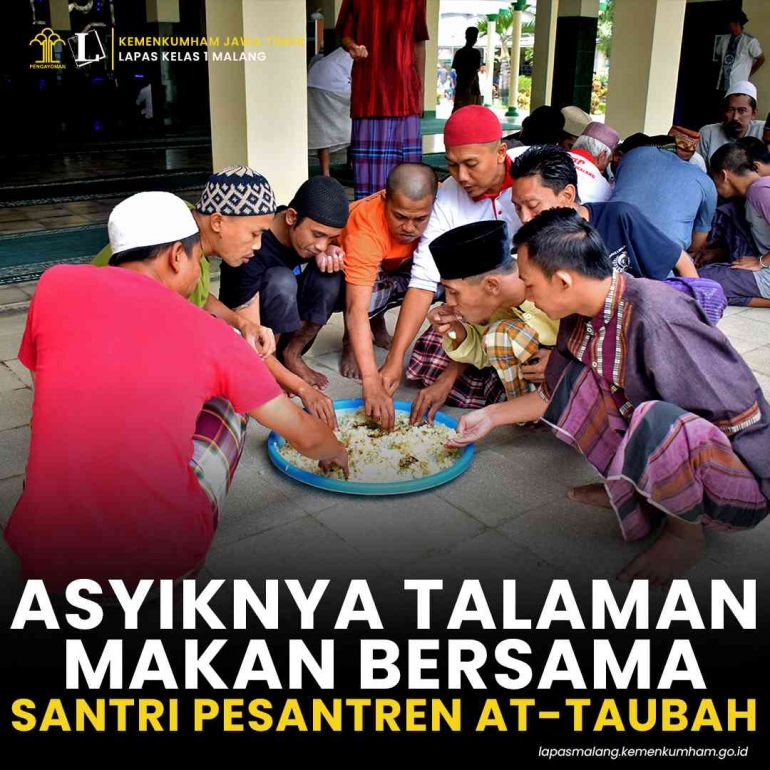 Talaman, Tradisi Makan Bersama ala Pesantren di Lapas Kelas I Malang | dok.humas