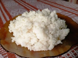  Ilustrasi sepiring nasi tanpa sayur atau lauk. Foto: dokumentasi Imanuel Lopis