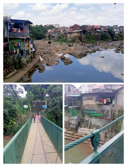 Kolase sungai Ciliwung dan jembatan hijau (dokumen pribadi)