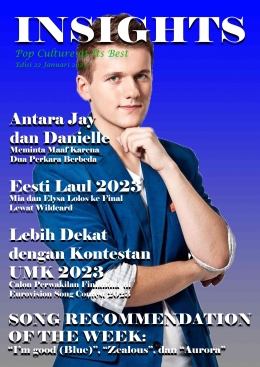 Sampul majalah pop culture buatan saya, Insights, edisi 22 Januari 2023. Model kali ini Janek, penyanyi asal Estonia dan finalis Eesti Laul 2023. (sumber: Dokpri)