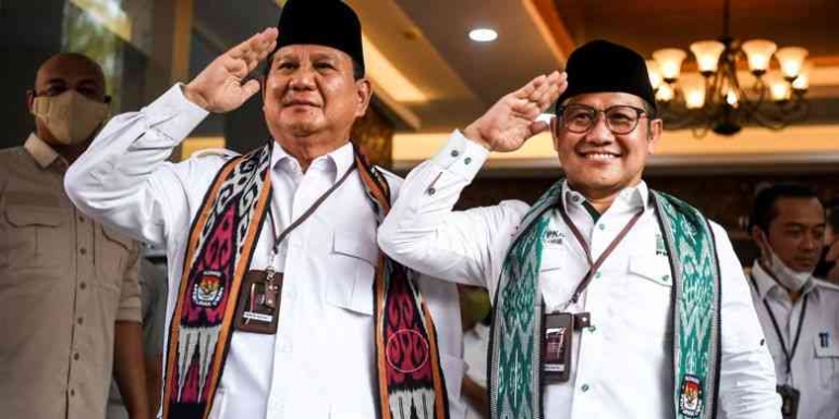 Prabowo Subianto dan Muhaimin Iskandar. Cak Imin pernah menyebut, koalisi yang ada masih rawan perpecahan. (Foto: Kompas.com).