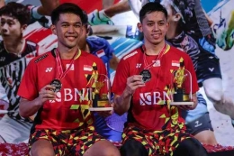 Fajar Alfian dan Muhammad Rian Ardianto ketika juara Indonesia Masters 2022/ foto: kompas com