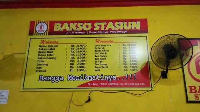 Menu di Bakso Stasiun (Pict: Dokumen pribadi)