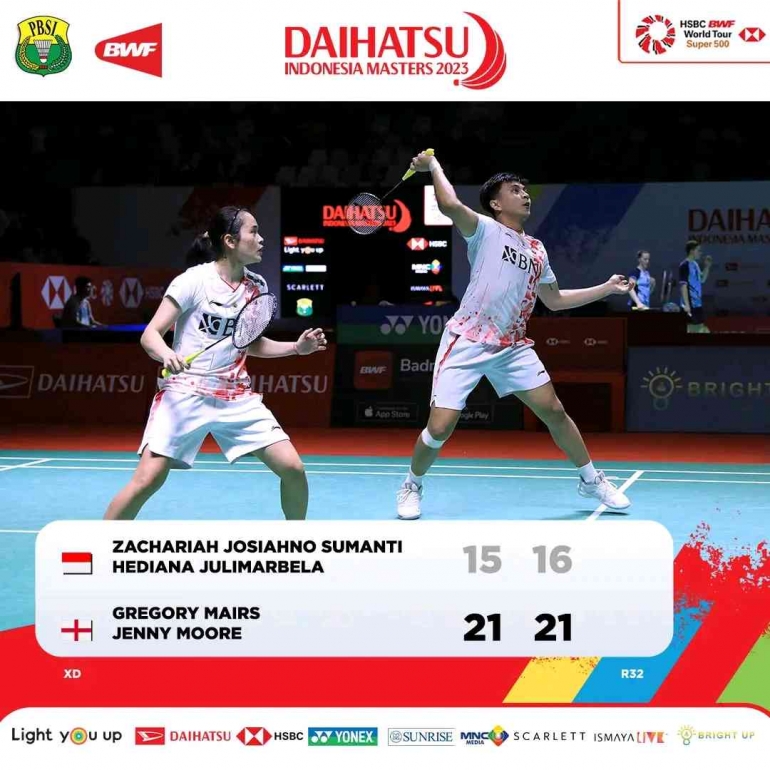 Kalah lagi di Indonesia Masters lawan pemain Inggris (Foto Facebook.com/Badminton Indonesia) 