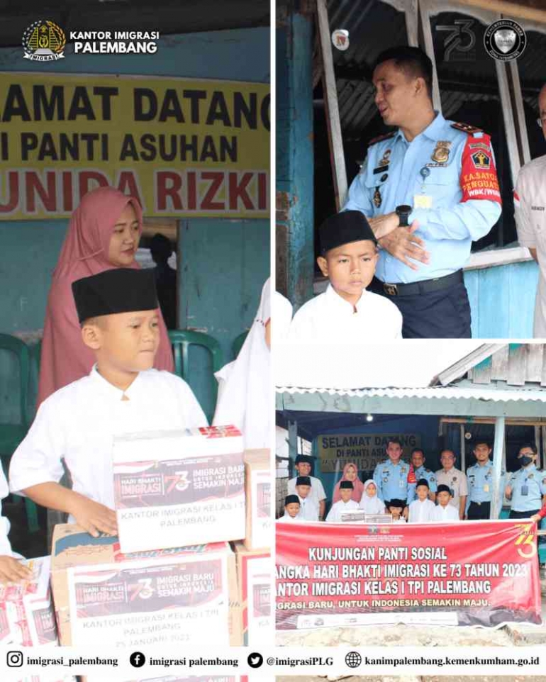 Bakti Sosial Ke Panti Asuhan Yunida Rizky Palembang, Rabu (25/01). Sumber: Humas