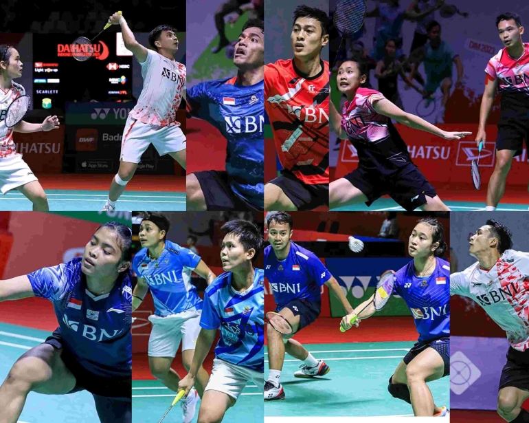 Pertandingan cukup seru hari ini dimulai pukul 08.00 selesai pukul 00.00 tengah malam (Foto Diolah dari Facebook.com/Badminton Indonesia) 