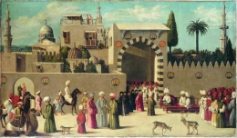 The Reception of the Ambassadors in Damascus, 1511 (Anonymous Venetian orientalist painting). Sumber: Wikimedia Commons 