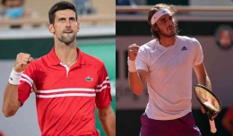 Siapakah yang akan menjuarai tunggal putra AO 2023, Novak Djokovic (kiri) atau Stefanos Tsitsipas? (sumber foto: Tennis365)